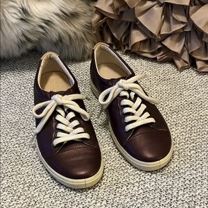 ECCO Soft 7 Metallic Bronze Brown Oxblood Leather Low Top Lace Up Sneakers